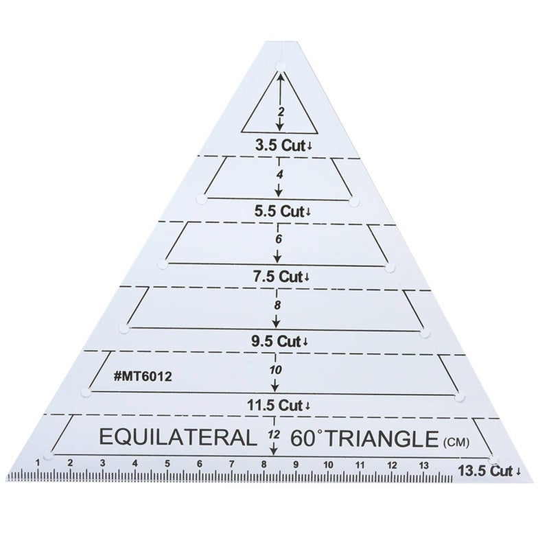 Hilitand 60 Degree Equilateral Triangle Quilting Ruler, Transparent, 5*30cm/1.97*11.81in, Plastic, Single Piece Construction - Image 2